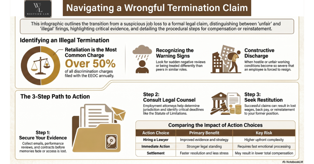Wrongful termination case discussion with attorney at Westview Law