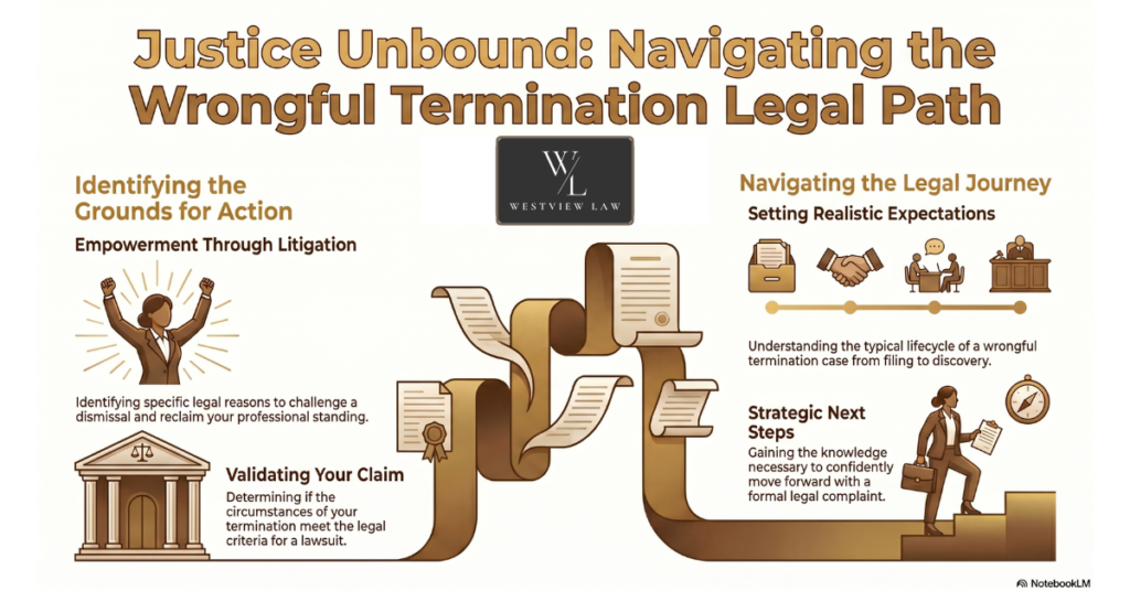 Wrongful termination lawsuit attorney consulting with client at Westview Law