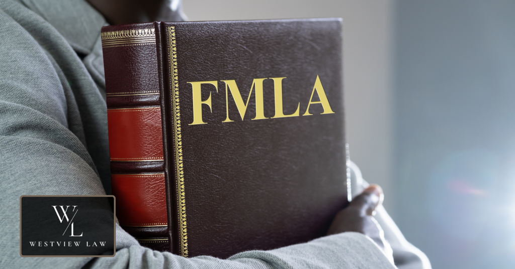 FMLA law book representing employee rights and protections under the Family and Medical Leave Act.